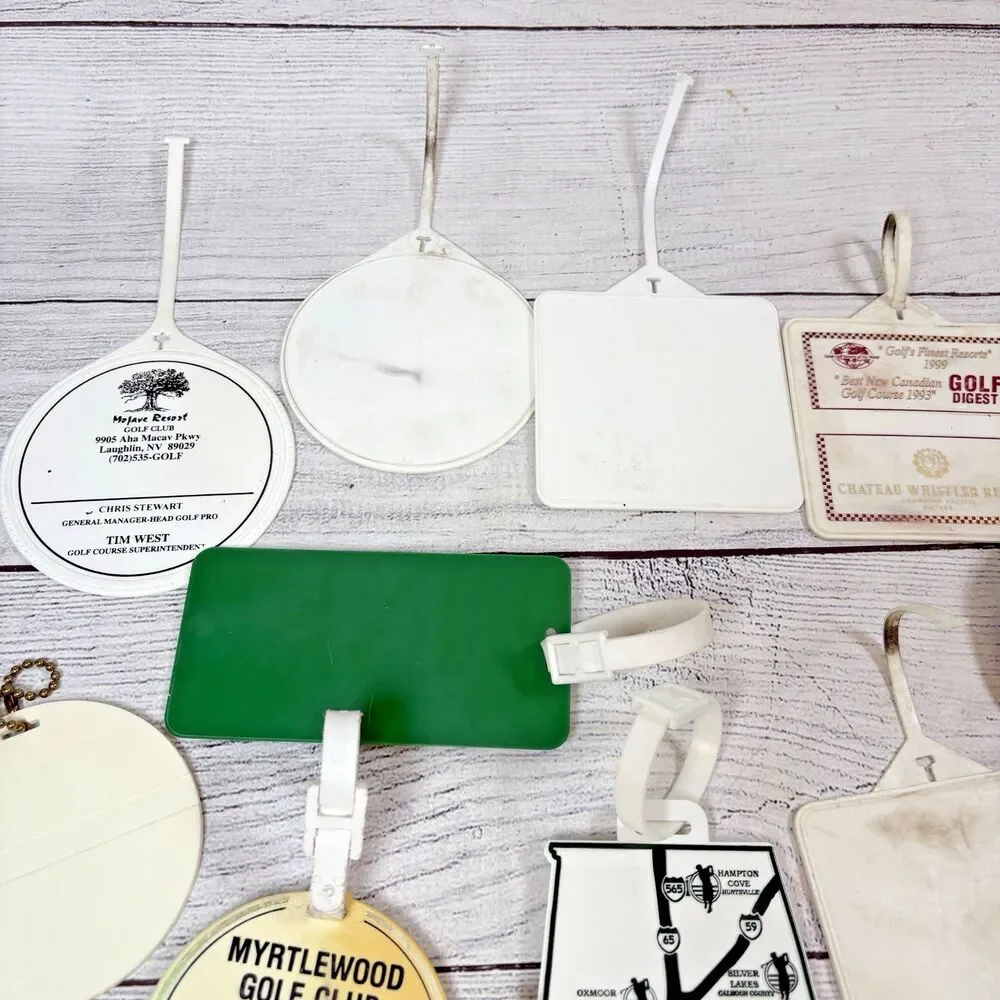 Vintage Golf Bag Tags Various Courses Lot 17 Plastic Whistler Nicklaus Adobe